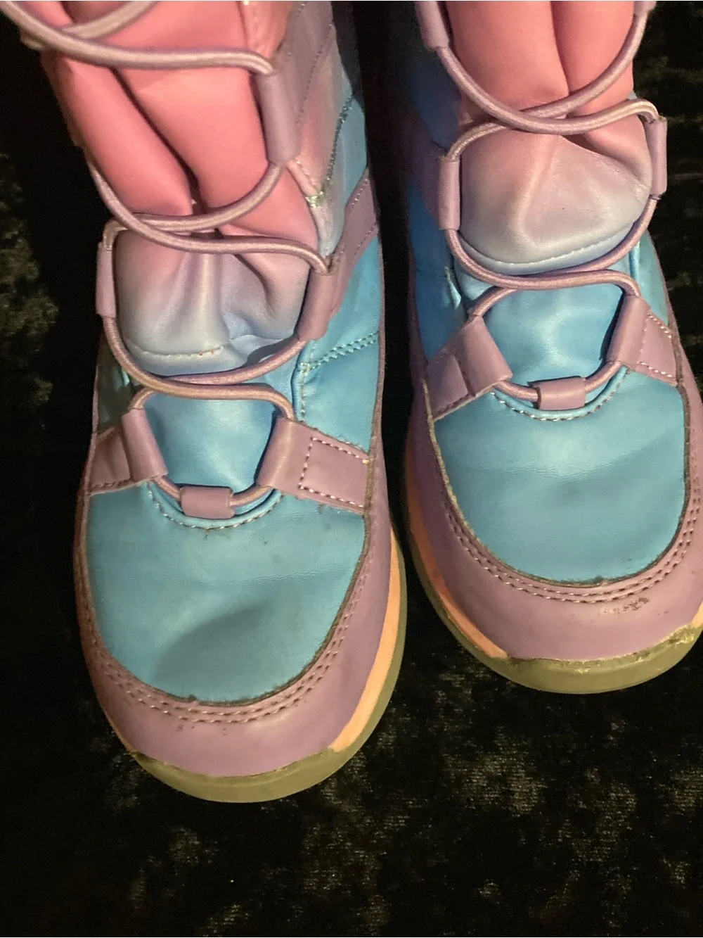 Lands' End Girls' Gradient Purple Pink Blue Snow Boots size 1